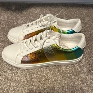 Kurt Geiger White and Gold Sneakers with Sleek Design